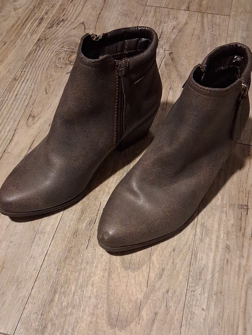 Dark Brown Ankle Boots with Dual Side Zip
